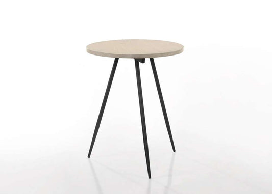 Lilola Home Neroli Oak White 24in Contemporary Round Side Table with Black Metal Base - 98501 veiw 2