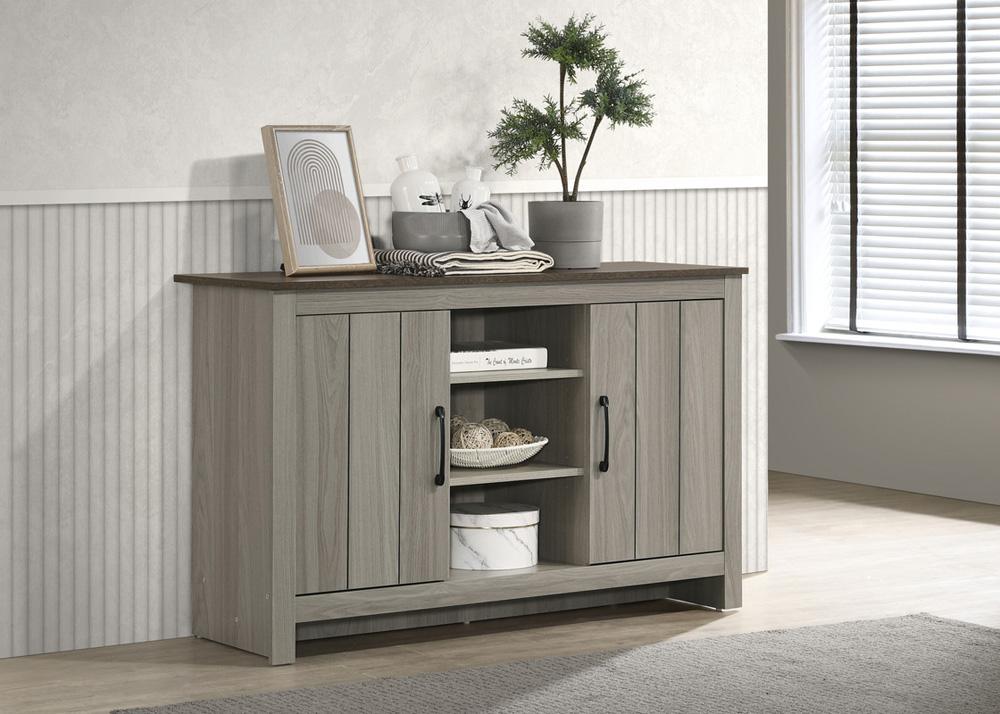 Lilola Home - Nyla 47inW Gray Oak Console Table, Buffet Table, Sideboard with Shelves and Cabinet Doors-97016 veiw 5