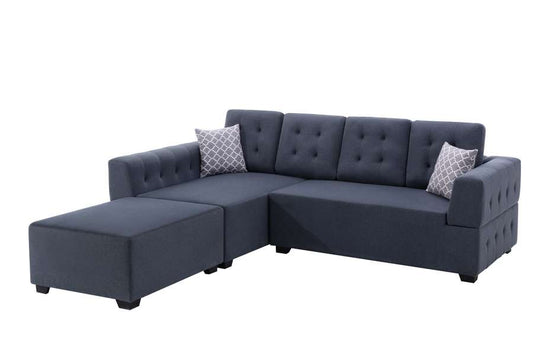 Lilola Home - Ordell Dark Gray Linen Fabric Sectional Sofa with Left Facing Chaise Ottoman and Pillows - 89718 veiw 2