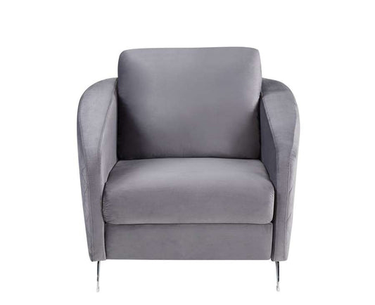 Lilola Home - Sofia Gray Velvet Modern Chic Accent Armchair - 89720-C veiw 2