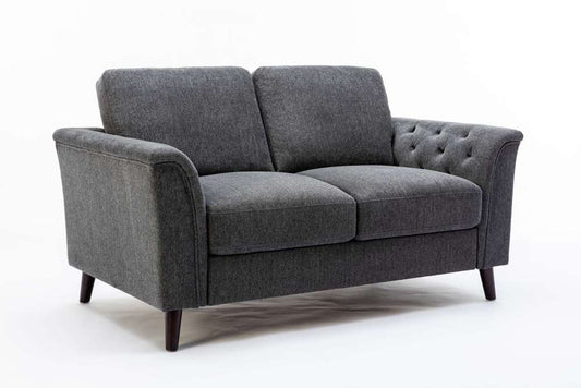 Lilola Home - Stanton Dark Gray Linen Loveseat with Tufted Arms - 89730-L veiw 2