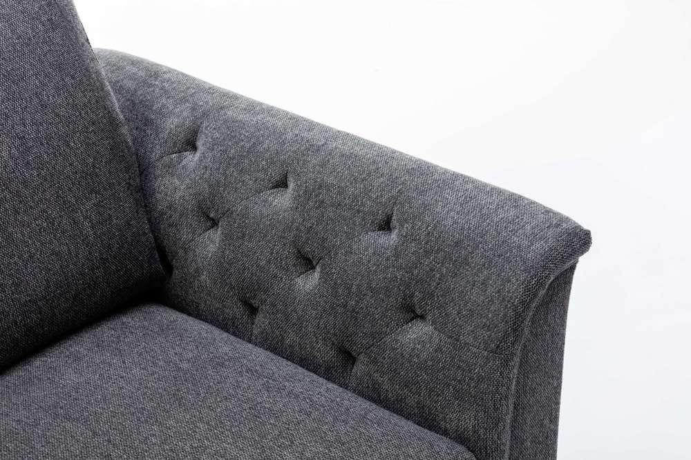 Lilola Home - Stanton Dark Gray Linen Loveseat with Tufted Arms - 89730-L veiw 6