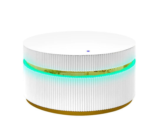 Lilola Home - Tavita 39in Round White Coffee Table with Glass Top and LED Lights in White - 98049 veiw 2