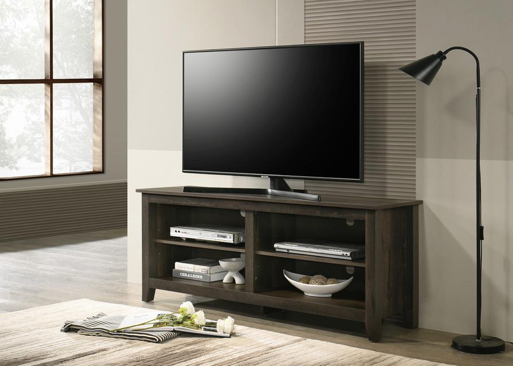 Lilola Home - Trove 58in Wide Dark Dusty Oak Finish TV Stand with Open Shelves and Cable Management-97014 veiw 5