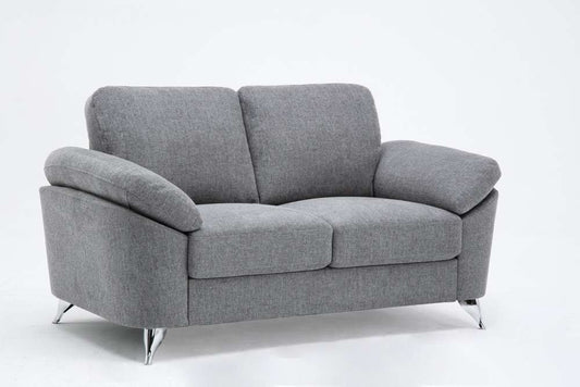 Lilola Home - Villanelle Light Gray Linen Loveseat with Chrome Finish Legs - 89732-L veiw 2