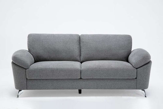 Lilola Home - Villanelle Light Gray Linen Sofa with Chrome Finish Legs - 89732-S veiw 2