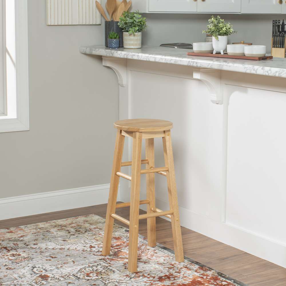Linon Home Decor - 29 Inches Barstool With Round Seat - 98101NAT-01-KD veiw 6