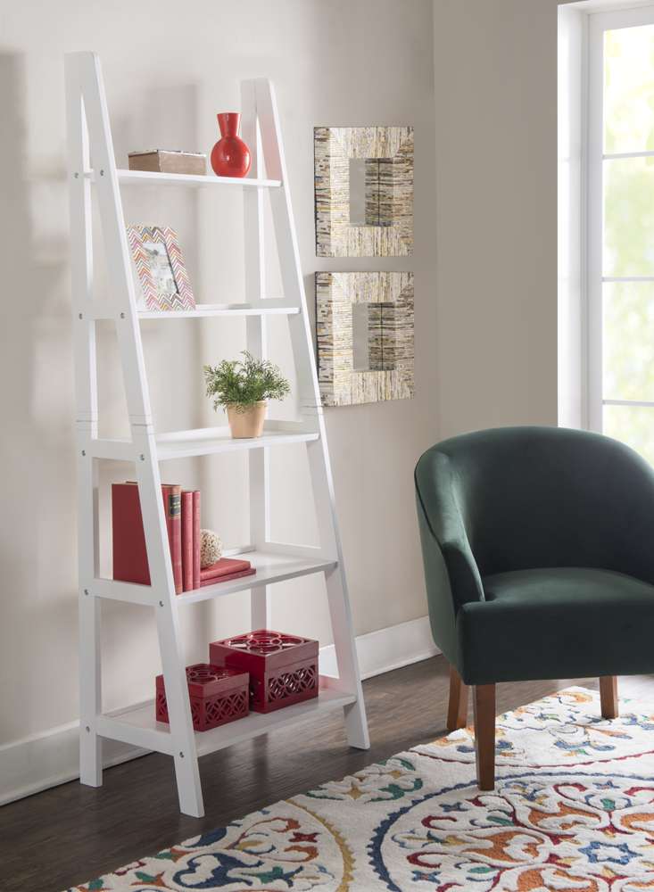 Linon Home Decor - Acadia Ladder Bookshelf, White - BK223WHT01 veiw 6
