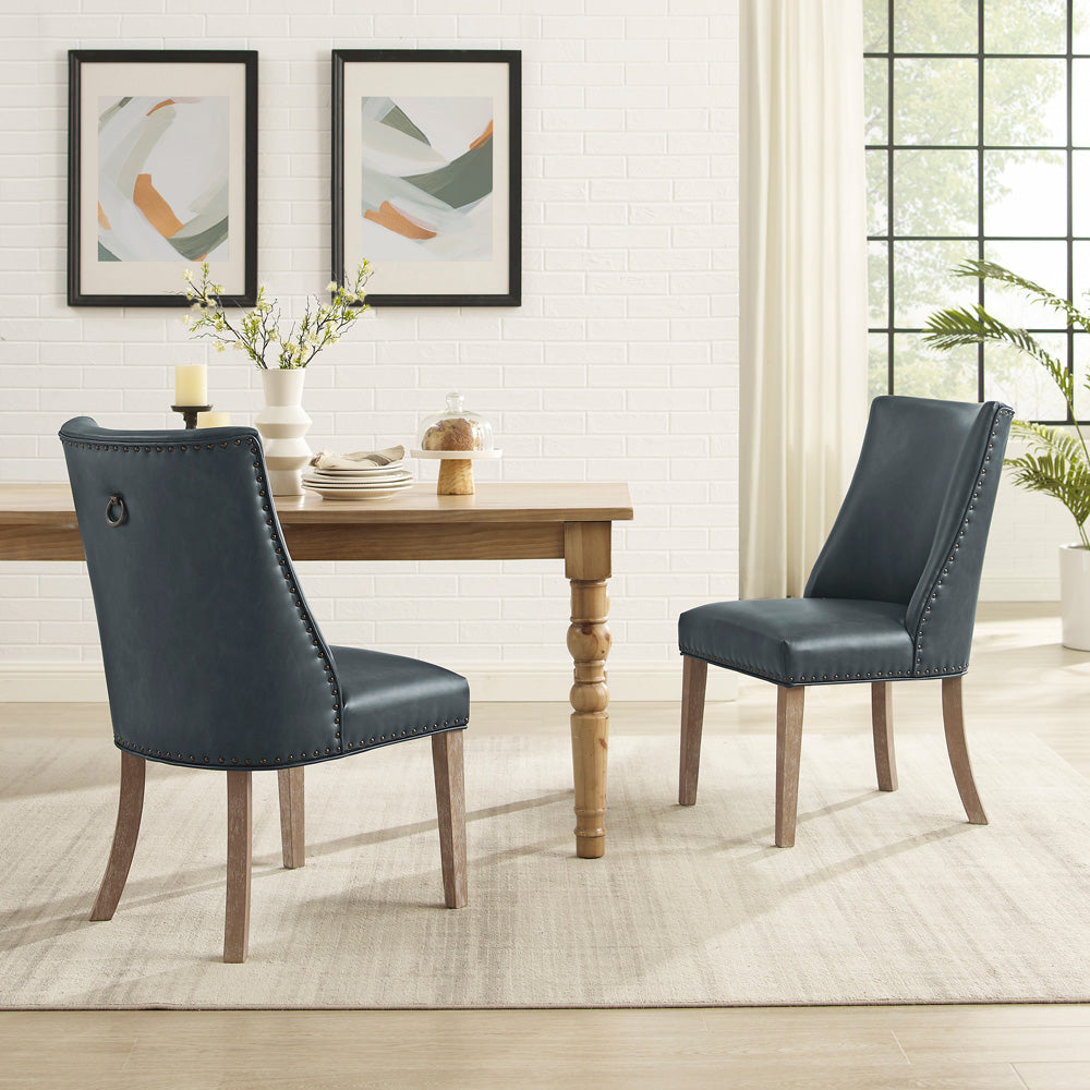 Linon Home Decor - Adler Faux Leather Dining Chair, Navy (Set of 2) - D1346D20SCNA view 7