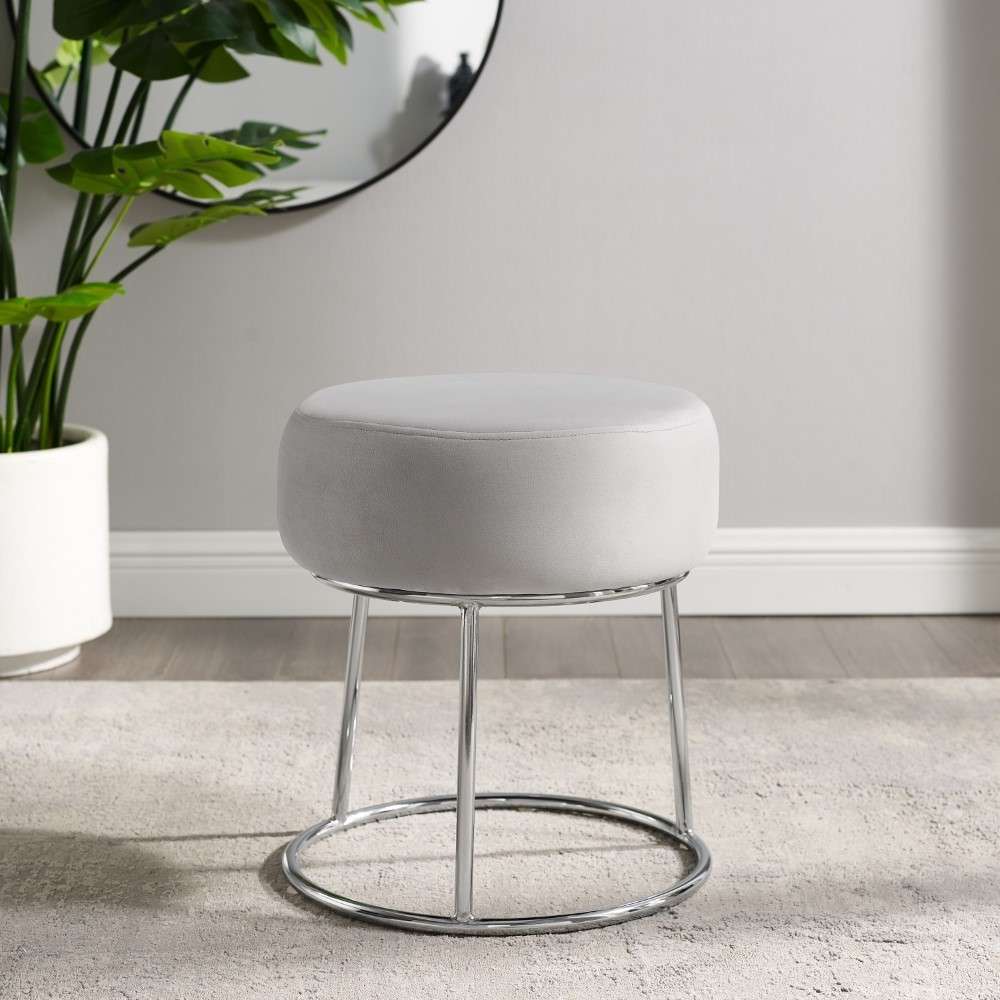Linon Home Decor - Bandi Accent Vanity Stool, Grey - ST007GRY01ASU veiw 1