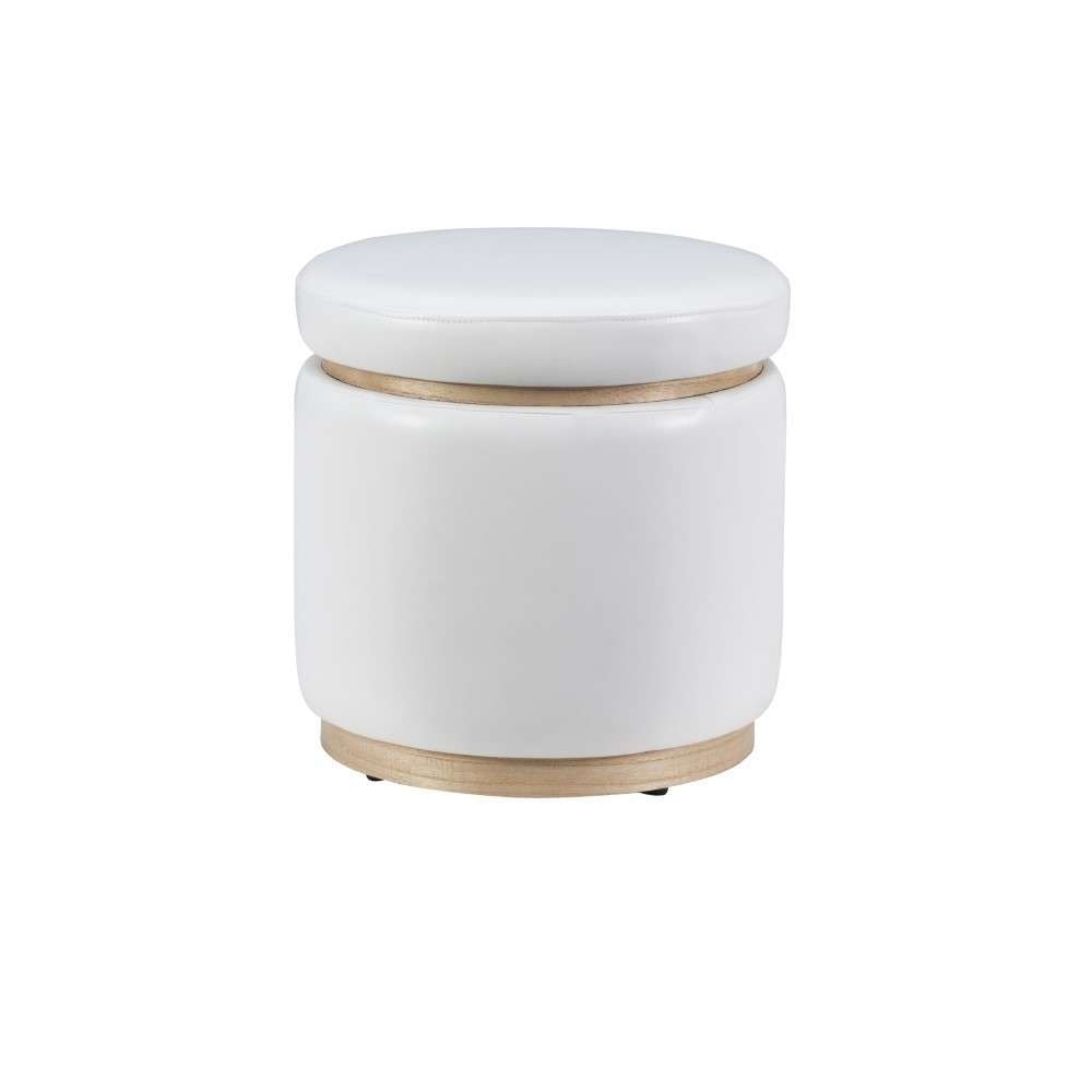 Linon Home Decor - Blanche Storage Ottoman White Pu - ST011WHTPU01ASU veiw 1