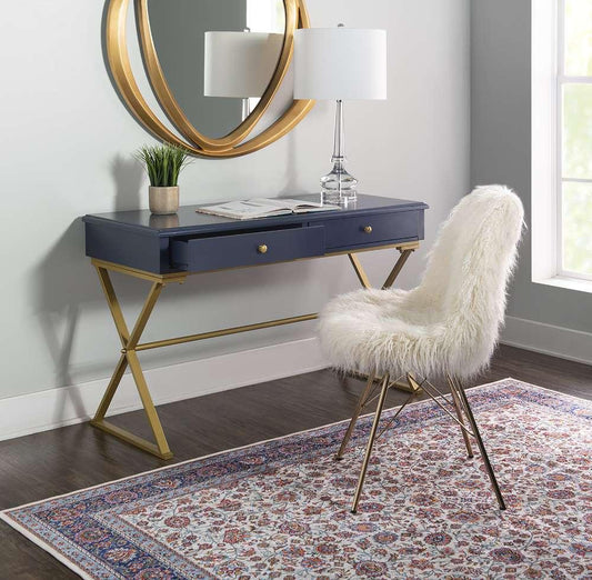Linon Home Decor - Blue And Gold Campaign Desk - AHWDESKBLD1 veiw 2