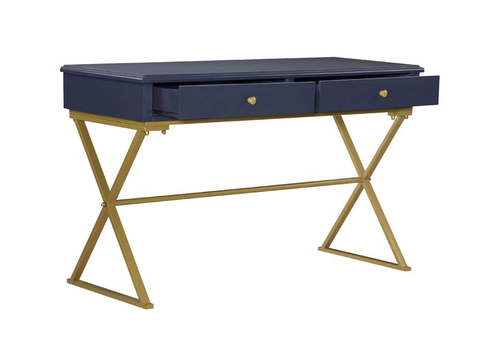 Linon Home Decor - Blue And Gold Campaign Desk - AHWDESKBLD1 veiw 6