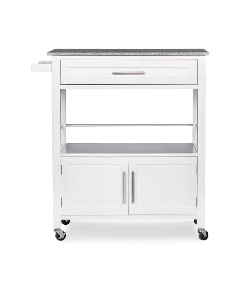 Linon Home Decor - Cameron White Kitchen Cart With Granite Top - 464809WHT01U veiw 6