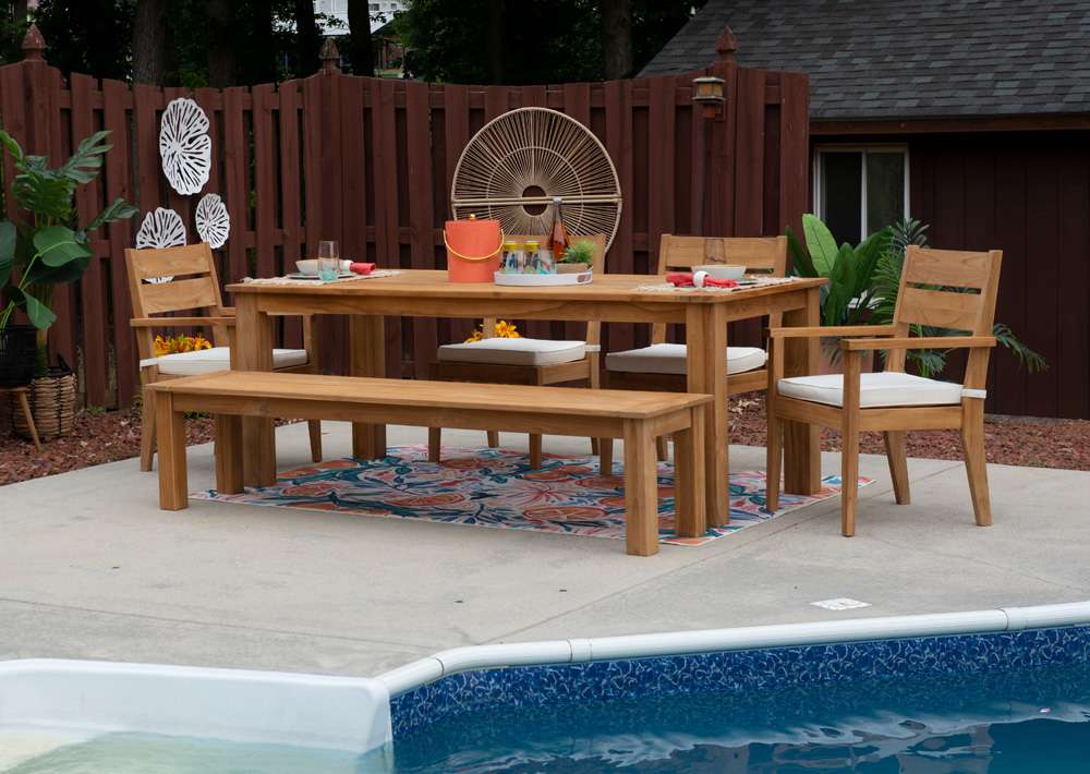 Linon Home Decor - Carenen 6pc Outdoor Dining Set, Teak - ODCP72TKSET6PC veiw 6