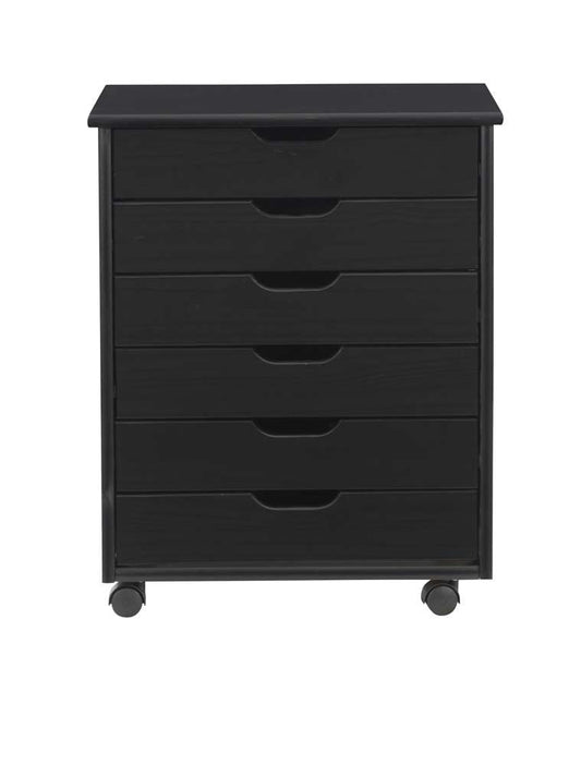 Linon Home Decor - Cary Black Six Drawer Wide Rolling Storage Cart Black - CT41BLK01 veiw 2