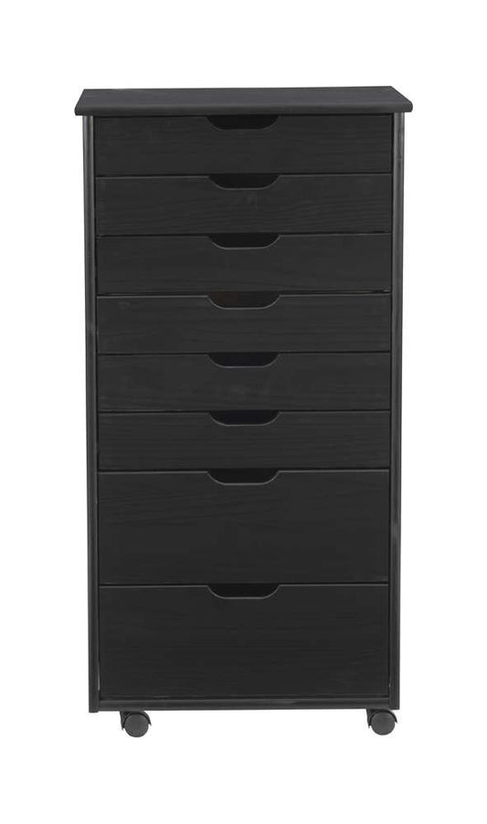 Linon Home Decor - Cary Eight Drawer Rolling Storage Cart, Black - CT42BLK01 veiw 2