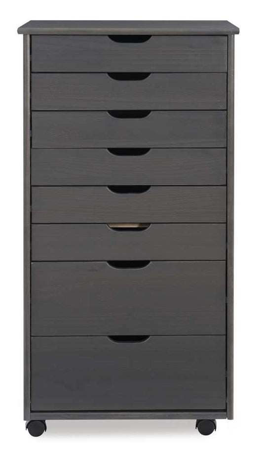 Linon Home Decor - Cary Eight Drawer Rolling Storage Cart, Grey - CT42GRY01 veiw 2