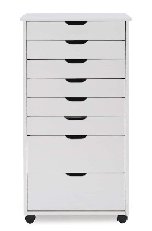 Linon Home Decor - Cary Eight Drawer Rolling Storage Cart, White Wash - CT42WHT01 veiw 2