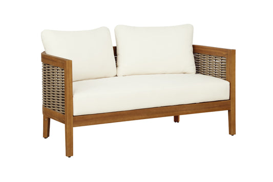 Linon Home Decor - Chaddsley Outdoor Brown Loveseat and Table - ODNH14BRN02U view 2