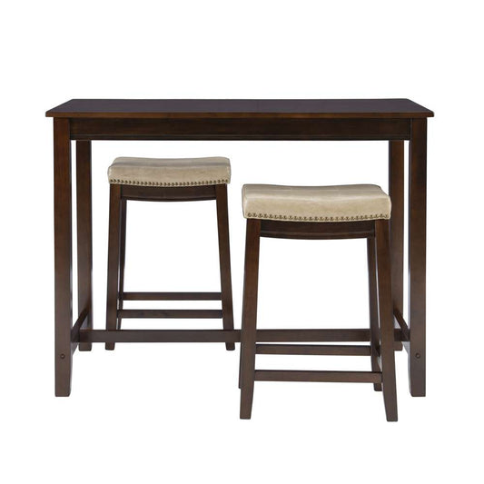 Linon Home Decor - Claridge 3Pc Counter Set Brown Beige - TS52BRNBGEABCU veiw 2