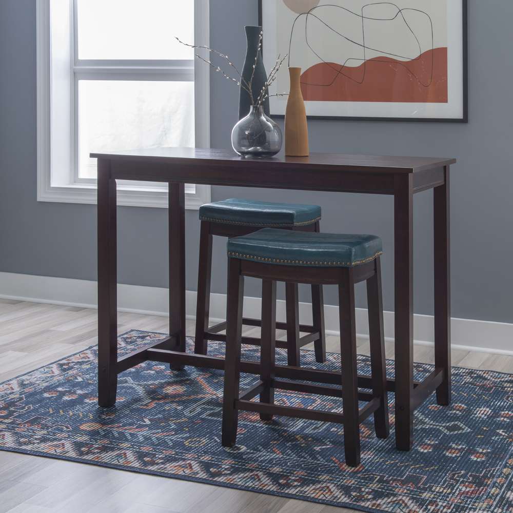 Linon Home Decor - Claridge 3Pc Counter Set Brown Blue - TS52BRNBLUABCU veiw 4