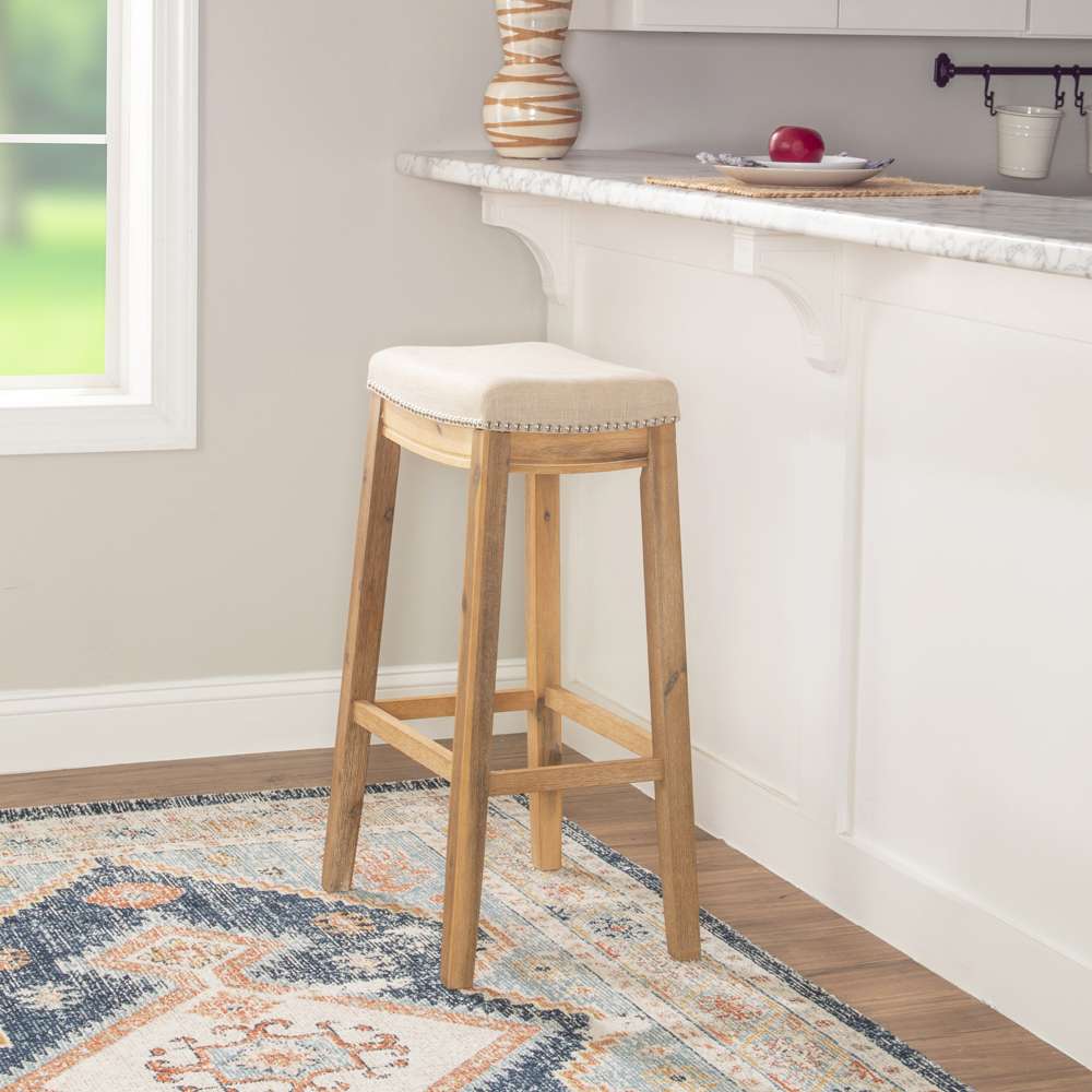 Linon Home Decor - Claridge Acacia Wood Bar Stool - BS215NAT01 veiw 6