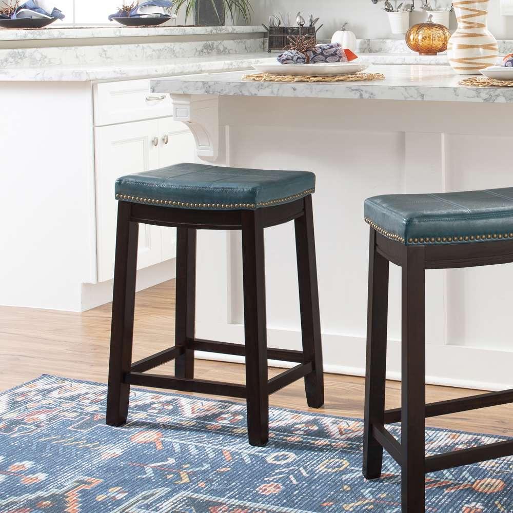 Linon Home Decor - Claridge Blue Counter Stool - 55815BLU01U veiw 6