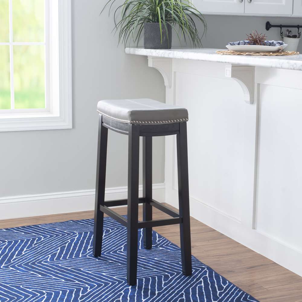 Linon Home Decor - Claridge Gray Bar Stool - BS219GRY01U veiw 6