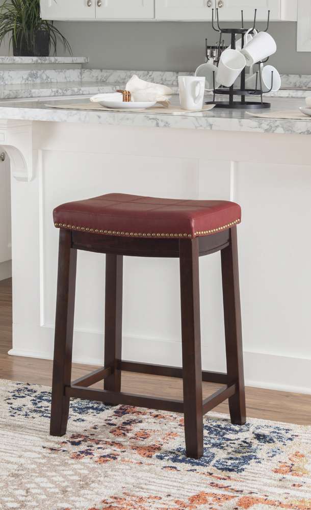 Linon Home Decor - Claridge Red Counter Stool - 55815RED01U veiw 6
