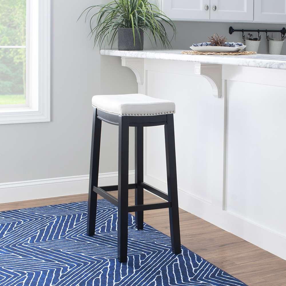 Linon Home Decor - Claridge White Bar Stool - 55816WHTPU-01-KD-U veiw 6