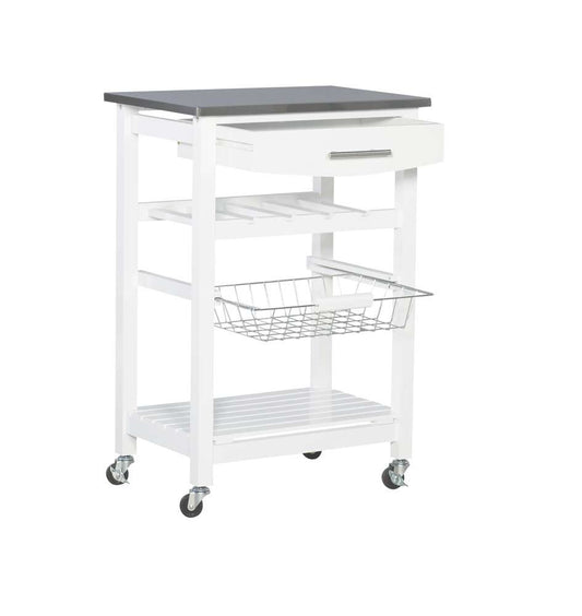 Linon Home Decor - Clarke White Kitchen Cart - KI095WHT01U veiw 2