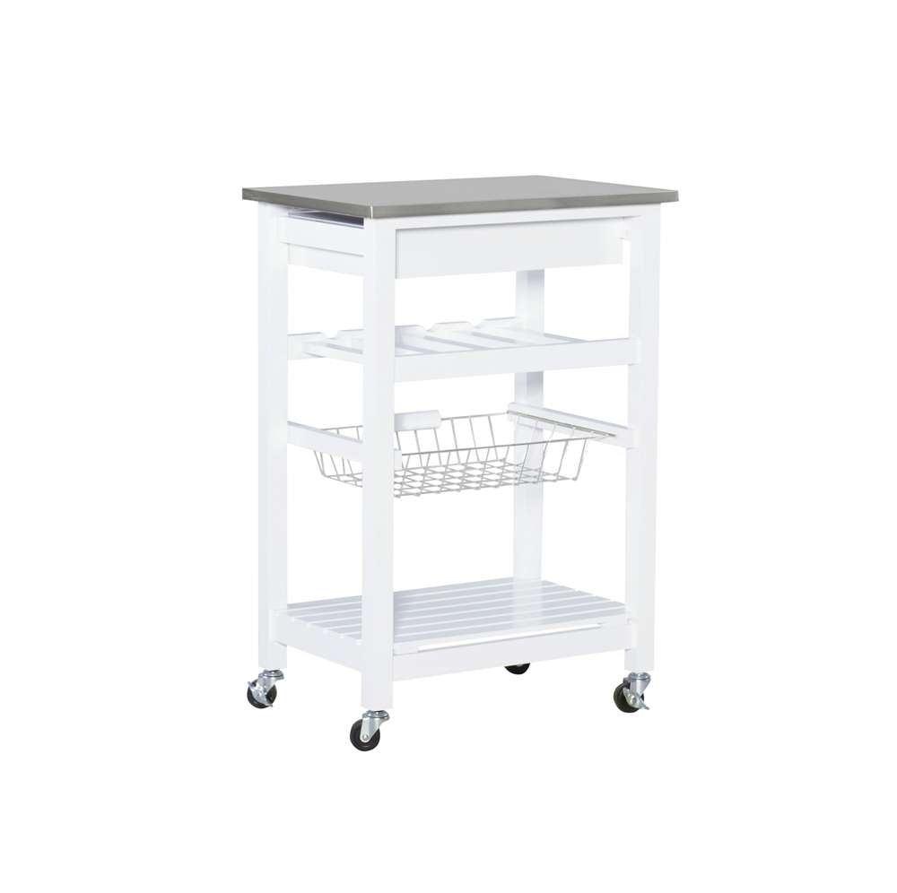 Linon Home Decor - Clarke White Kitchen Cart - KI095WHT01U veiw 6