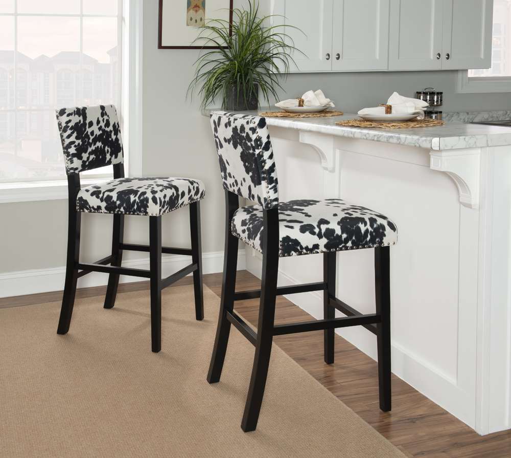Linon Home Decor - Corey Black Cow Print Bar Stool - BS041COW01U veiw 6