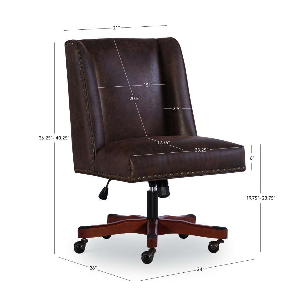 Linon Home Decor - Draper Office Chair, Brown - OC078BRN01 veiw 7