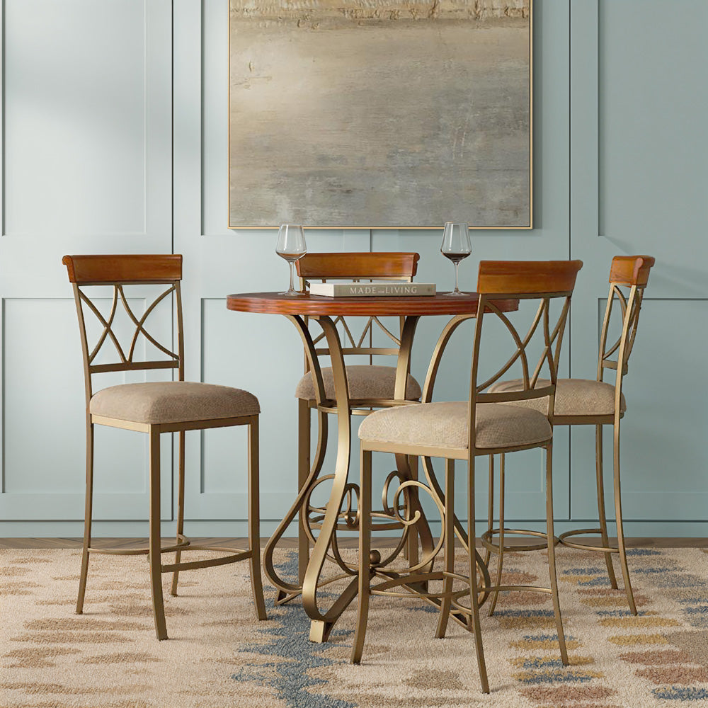 Linon Home Decor - Hamilton 5pc Pub Set, Cherry - 697-404M4 view 3