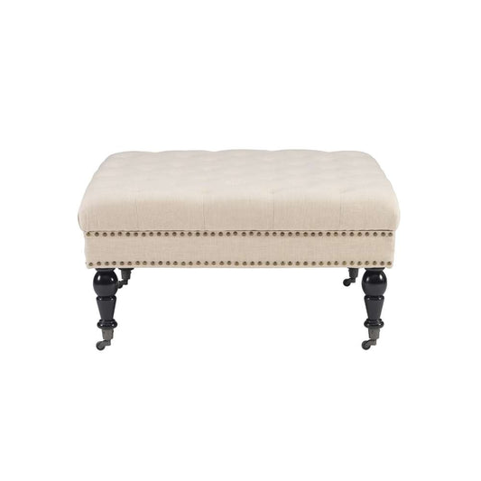 Linon Home Decor - Isabelle Natural Square Tufted Ottoman - 420056NAT01U veiw 2