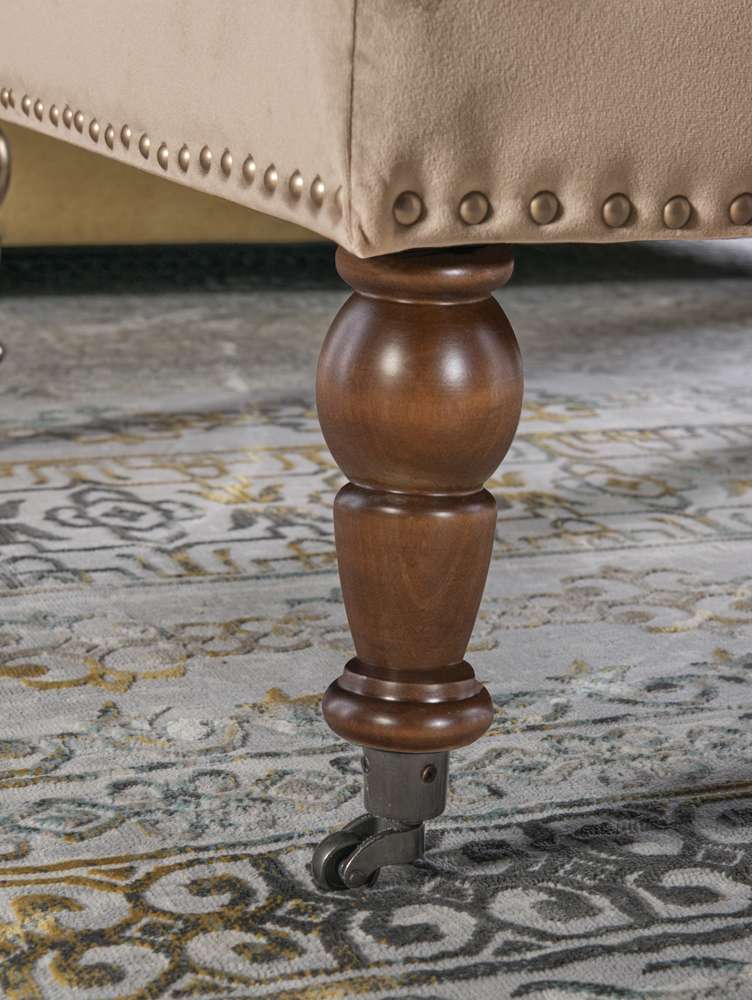 Linon Home Decor - Isabelle Tan Velvet Square Tufted Ottoman - BH155VTAN01U veiw 6