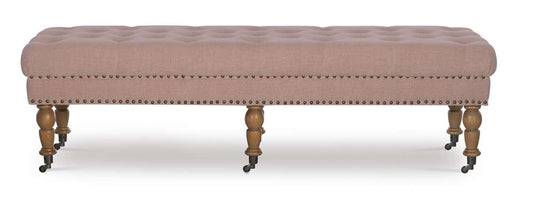 Linon Home Decor - Isabelle Washed Pink Linen 62 Inches Bench - 368254PNK01U veiw 2
