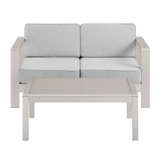 Linon Home Decor - Karah Outdoor Grey 2 Seater 2PC Set - ODNH16GRY2STRCTPC2 view 2
