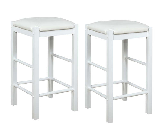 Linon Home Decor - Lancer Backless Counter Stools, White (Set of 2) - CS252WHT02U veiw 2