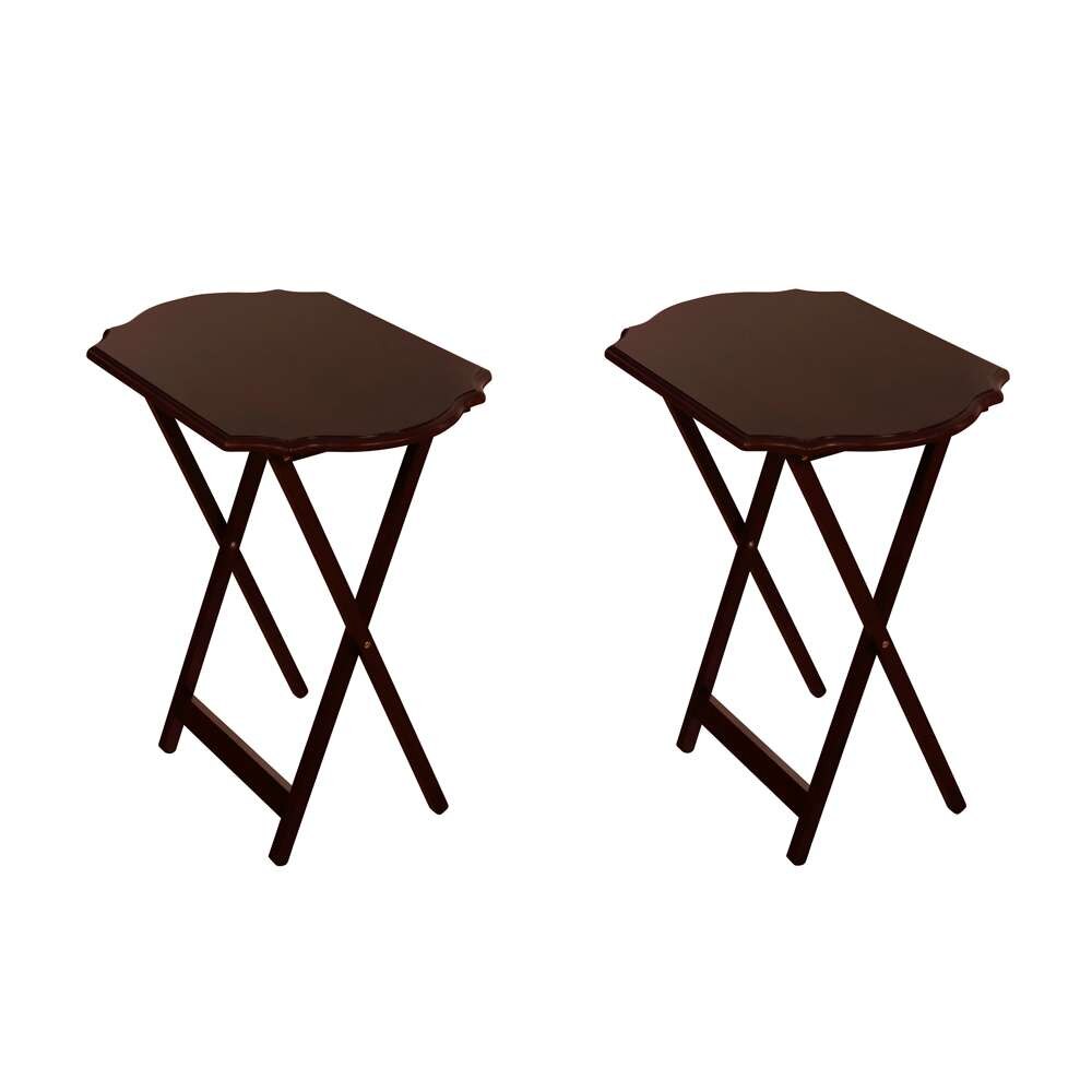 Linon Home Decor - Ledda Folding Snack Tray - Espresso (Set of 2) - TT514AESPSET02U veiw 4