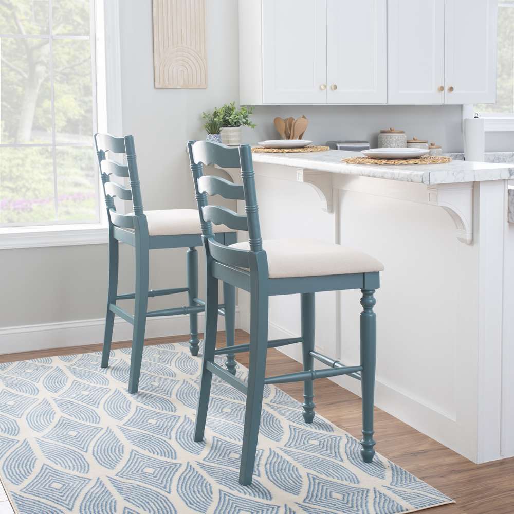 Linon Home Decor - Marino 30 In Antique Blue Bar Stool - BS004BLU01U veiw 6