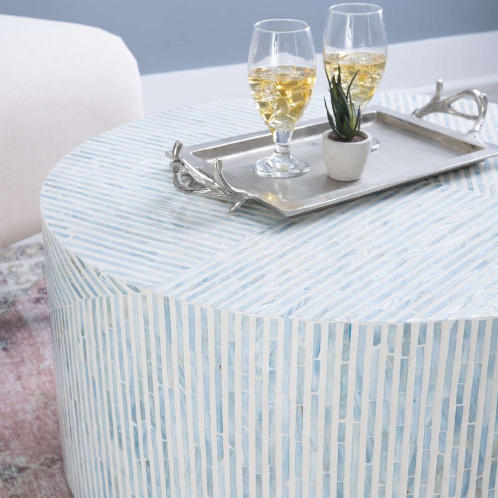 Linon Home Decor - Perrin Capiz Coffee Table Blue - PR1100BLU01ASU veiw 4
