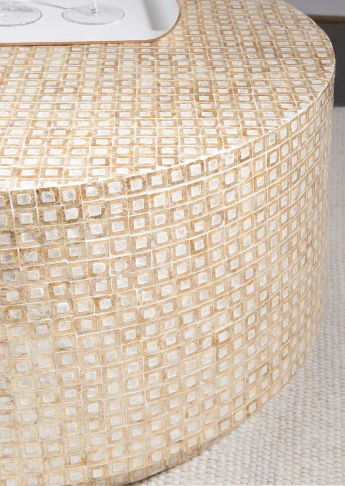 Linon Home Decor - Perrin Capiz Mosaic Coffee Table - PR1100GLD01ASU veiw 4