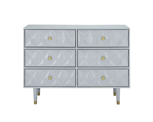 Linon Home Decor - Six Drawer Geo Texture Dresser Grey - BD65GRY01AS veiw 2