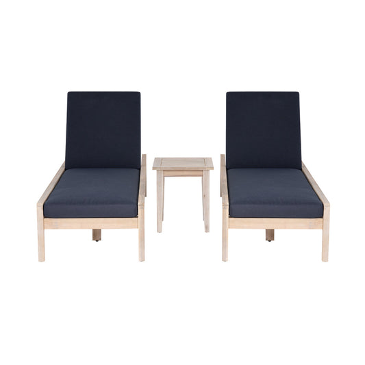 Linon Home Decor - Teagon 3PC Blue Single Chaise Lounger Table Set - OD39BLU3PC view 2