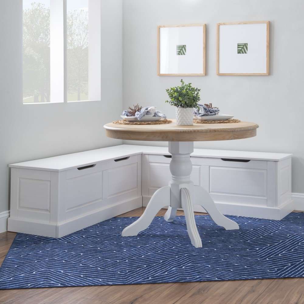 Linon Home Decor - Tobin Backless Corner Breakfast Nook, White - NK158WHT01U veiw 6