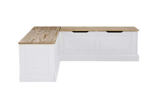 Linon Home Decor - Tobin Backless Corner Nook Set, Two Tone - KNK162NATWHTABCU veiw 2