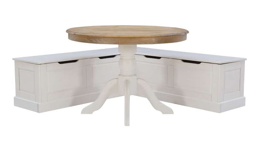 Linon Home Decor - Tobin Backless Corner Nook Set, White - KNK161WHTABCU veiw 2